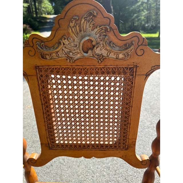 Mid 20th Century Mid 20th Century Jacobean Caned Seat Chair For Sale - Image 5 of 8