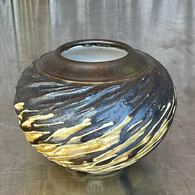 Ceramic Vintage Boho Signed Studio Pottery Vase For Sale - Image 7 of 8