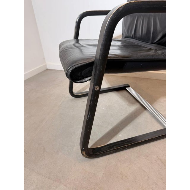Vintage Black Leather Cantilever Armchair by Wilkhahn For Sale - Image 4 of 7