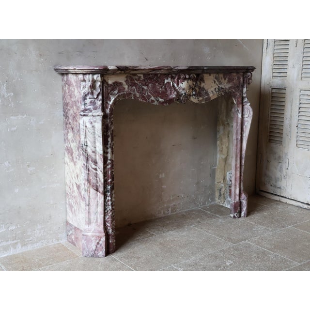 Antique Marble Trois Coquilles Fireplace in Violet de Villette For Sale - Image 17 of 18