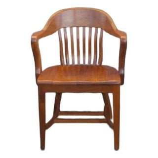 20th Century Victorian Style Oak Bankers Chair For Sale