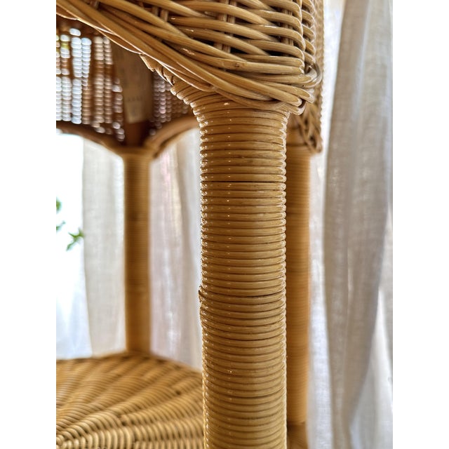 Vintage Hexagonal Rattan Side Table with Original Label, 1980 For Sale - Image 10 of 14