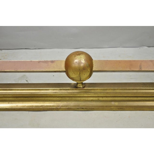 Gold Antique Victorian Art Nouveau Patinated Brass Scrolling 51" Fireplace Fender For Sale - Image 8 of 13