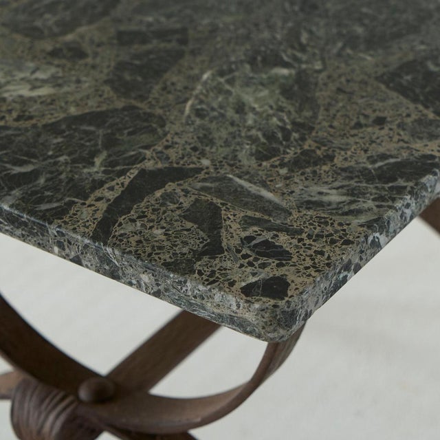 1950s Art Deco Side Table in Wrought Iron and Marble, 1950s For Sale - Image 5 of 12