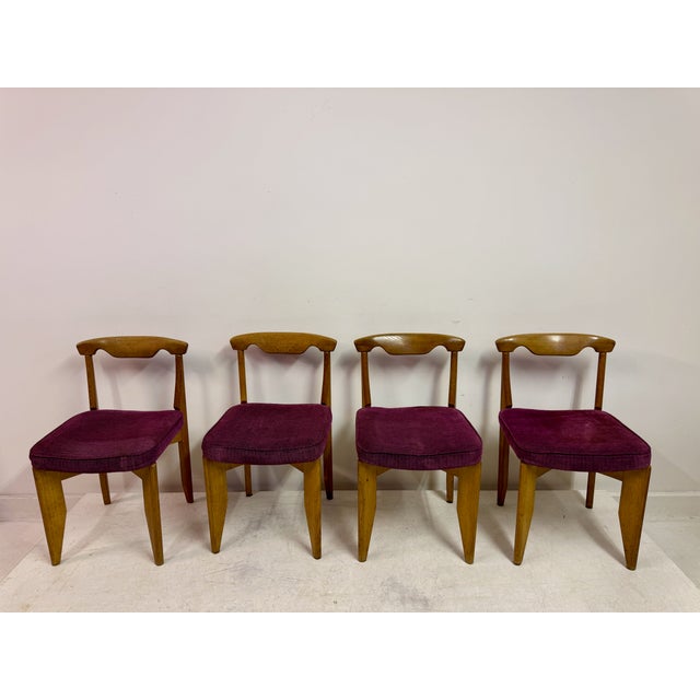 1960s Mid-Century Oak Dining Chairs by Guillerme et Chambron, 1960s, Set of 4 For Sale - Image 5 of 16