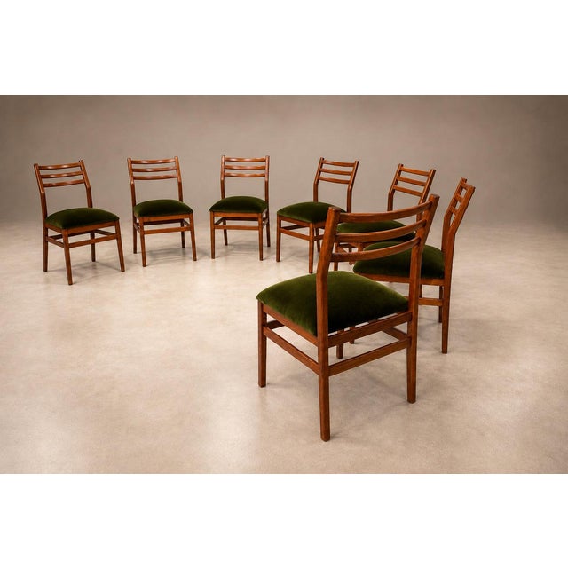 Brazilian Modern Set of Twelve Chairs in Caviuna wood & Olive Velvet, Arrendamento, 1960s, Lot 661-1181 For Sale - Image 14 of 18