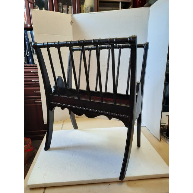 Brown Large Vintage Solid Wood Magazine Rack For Sale - Image 8 of 11
