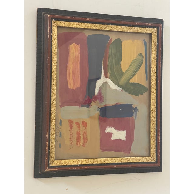 Abstract 1970s Original Art Abstract Painting in Antique Frame For Sale - Image 3 of 4