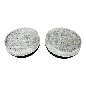 Pair of Prescolite Mid-Century Modern Flush Mount Ceiling Lights With Textured Glass by Putzer