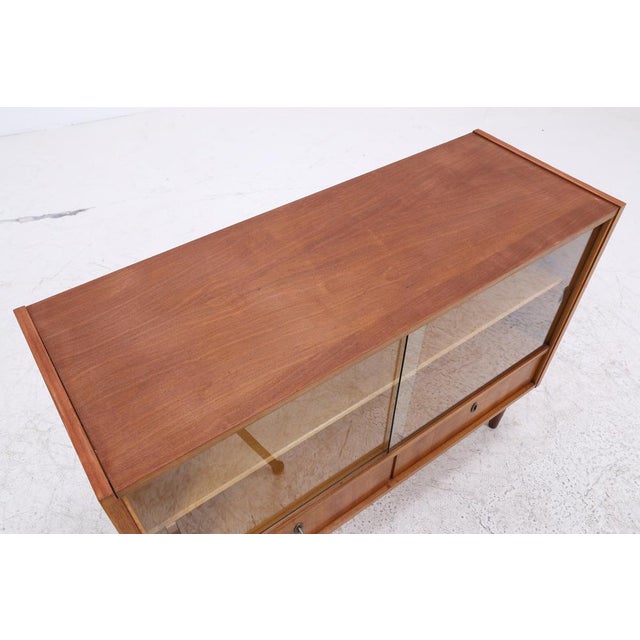 Wood Vintage Chest of Drawers with Glass Sliding Doors, 1960s For Sale - Image 7 of 13
