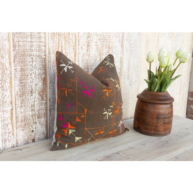 Early 21st Century Dia Antique Indian Folk Pillow For Sale - Image 5 of 10
