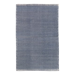 Dash & Albert by Annie Selke Herringbone Navy/Ivory Indoor/Outdoor Rug, 8' 6" x 11' 6" For Sale