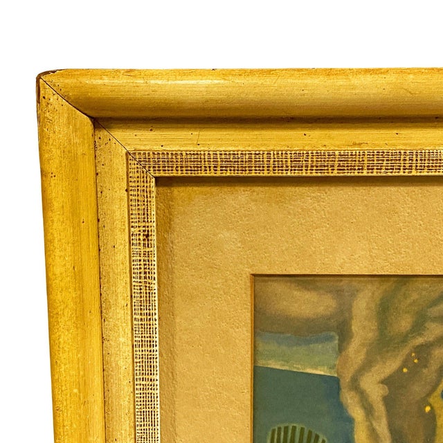 Mid-Century Modern 1930s Eugen Savage "Festival of the Sea" Lurline Matson Lines Print in Bamboo Frame For Sale - Image 3 of 7