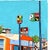 Bus Stop at Manhattan Beach - Original Color Drenched Urban Landscape Still Life Artwork Framed by Fabio Coruzzi For Sale In Los Angeles - Image 6 of 6