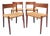 Vintage Mid Century Modern Teak Danish Dinging Chairs With Rattan Paper Cord Rope Seating Set of 4 For Sale