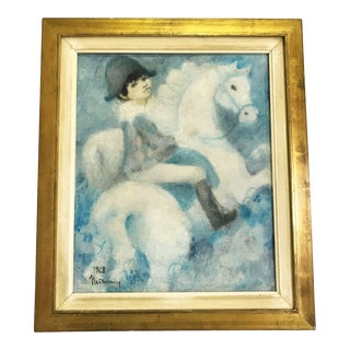 Original 1968 Signed Painting of 'Ethereal Harlequin on a Horse' For Sale