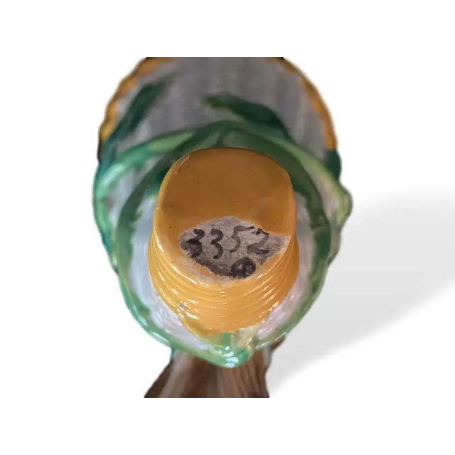 George Jones Majolica Vases White Wicker, Turquoise Lined, English, 1875 - a Pair For Sale - Image 10 of 13