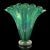 Mid-Century Modern Vintage Murano Green Iridescent Gold Flecks Bubbles Italian Art Glass Fan Shape Scalloped Rim Flower Vase For Sale - Image 3 of 12