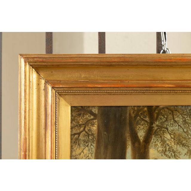 Gold English 1880s Oil on Canvas Painting of a Boy with His Dog in Antique Gilt Frame For Sale - Image 8 of 12