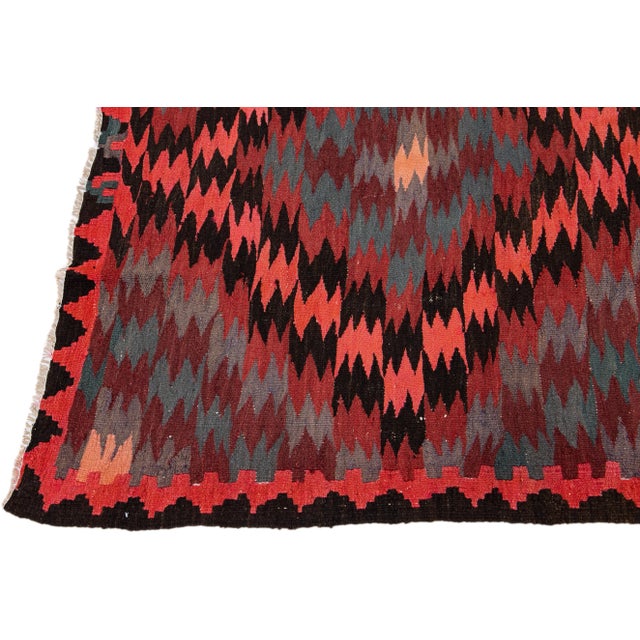 Mid-20th Century Turkish Kilim Peach Handmade Tribal Wool Rug For Sale - Image 4 of 10