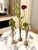 Whimsical set of 3 vintage brass botanical bud vases/sculptures. Each sculptural vase is fashioned in the form of a...
