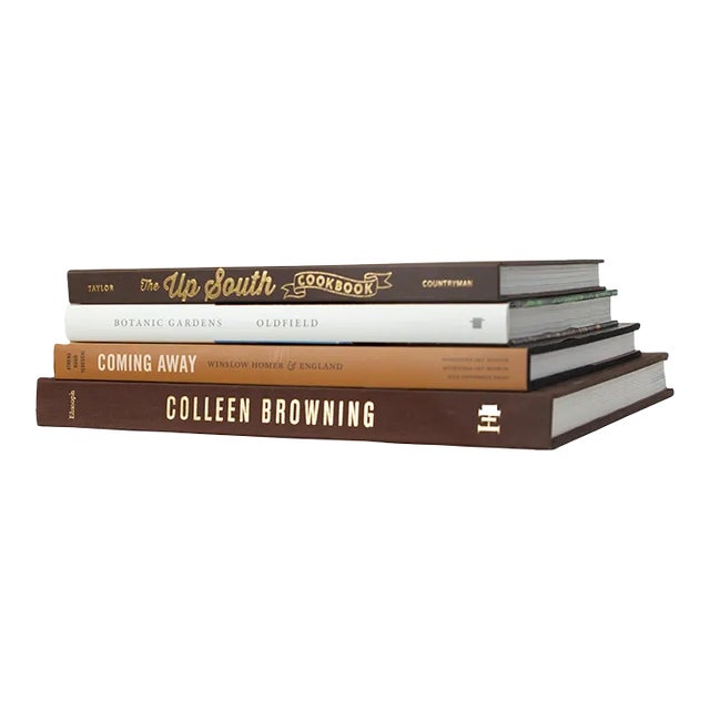 Decorative Books - S'more Coffee Table Stack - 4 Brown Books For Sale