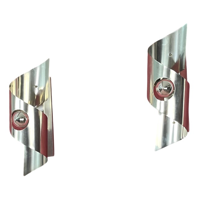 Mid-Century Modern Steel Wall Lamps, 1960s, Set of 2 For Sale