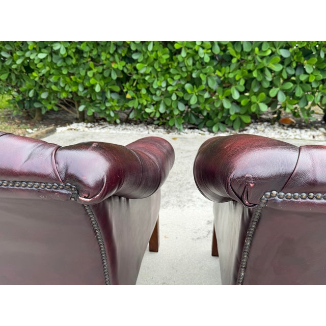 Vintage Chesterfield Club Chairs in Oxblood Leather For Sale - Image 11 of 18