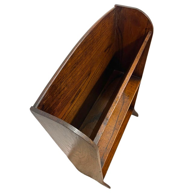 Wood Antique Wooden Magazine Rack With Arched Top and Two-Tier Storage, Freestanding Book or Newspaper Stand For Sale - Image 7 of 8