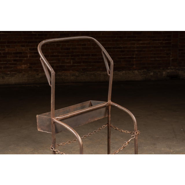 Antique Industrial Cylinder Cart With Chain Retainer For Sale In Chicago - Image 6 of 9