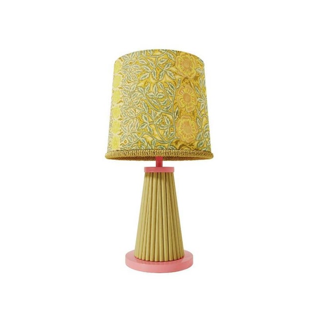 Winnie table lamp in rattan, wood and printed cotton by popus editions. Dimensions: ø 30 x h 57 cm. Materials: painted...