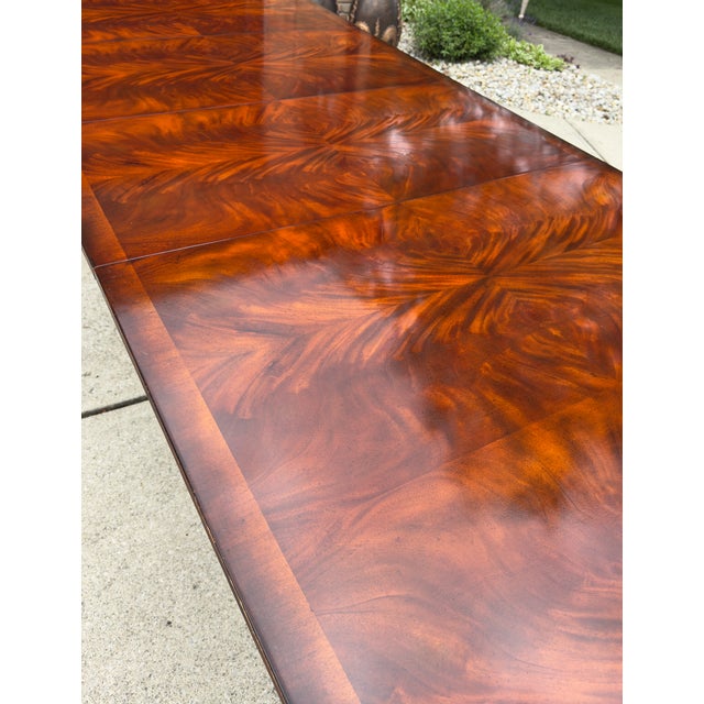 Mid 20th Century Grand Matchbook Flame Mahogany Pedestal Claw Foot Dining Table For Sale - Image 5 of 11