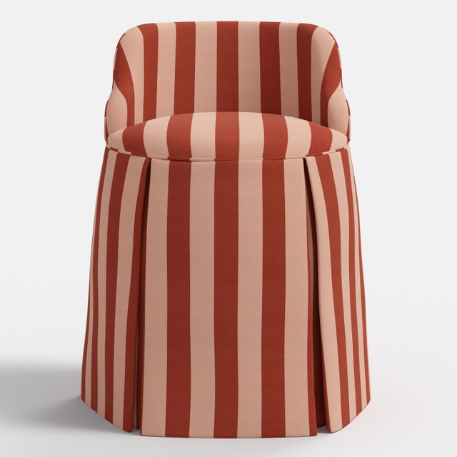 Spritely Home Spritely Home Uptown Skirted Vanity Chair in Canopy Stripe Tonal Blush For Sale - Image 4 of 6