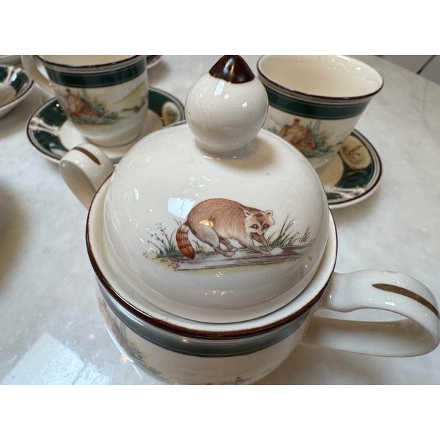 1970s Noritake Keltcraft “Pursuit” Porcelain Tea Set, 26 Pieces For Sale - Image 11 of 12