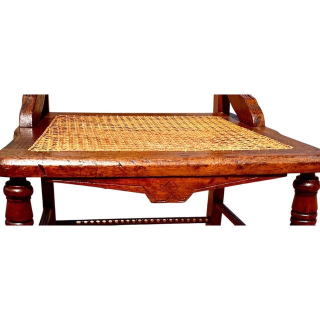 Antique Eastlake Victorian Walnut Dining Side Hall Accent Chair W Cane Seat For Sale - Image 6 of 16