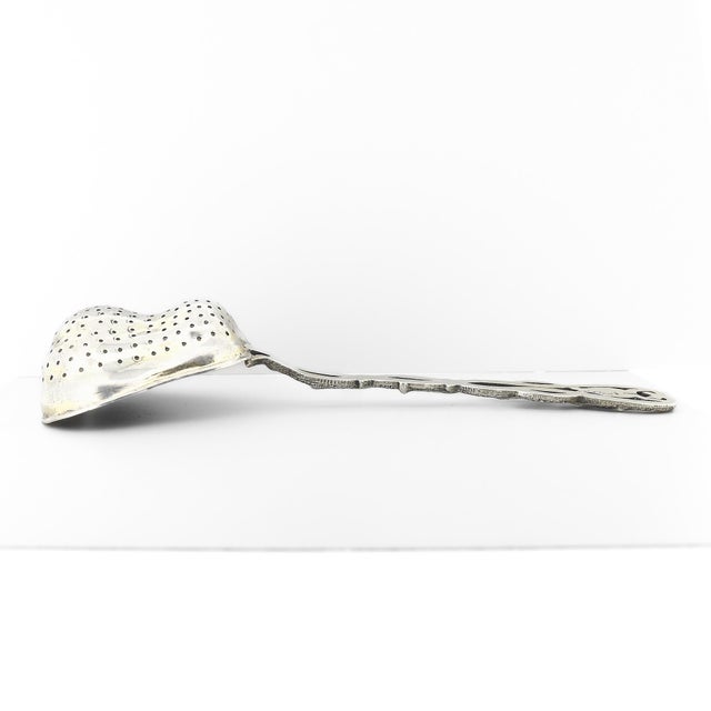 Gold Antique Signed 19th Century Figural Russian 84 Silver Pear Shaped Tea Strainer For Sale - Image 8 of 11