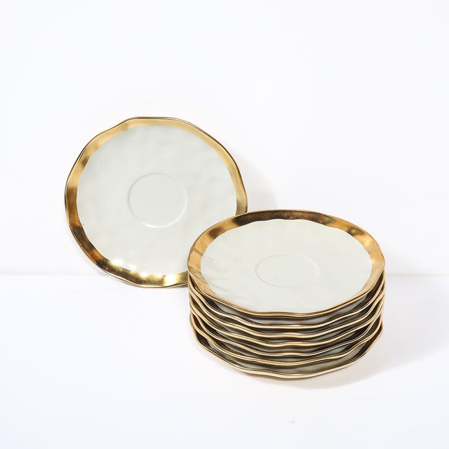Ceramic Modernist Porcelain W/Gilt Accents Tea/Coffee Service for 8 by Tania Bulhões For Sale - Image 7 of 18