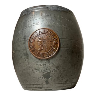 Antique 1904 French Bulldog Kennel Dog Pewter Bronze Trophy Award Mug Caldwell For Sale