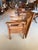 Highly unique mission oak chair with a leather seat and brass tacks that converts into a table. Very good antique...