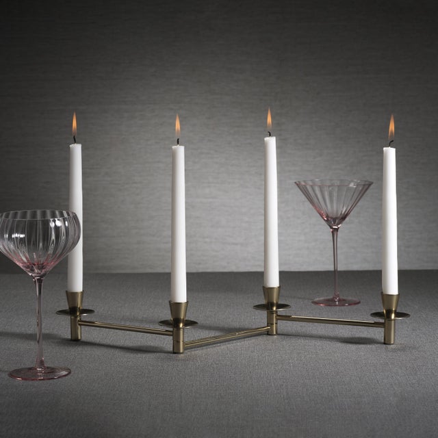 2020s Méduse Expandable 4-Piece Taper Candle Holder Set, Gold For Sale - Image 5 of 7