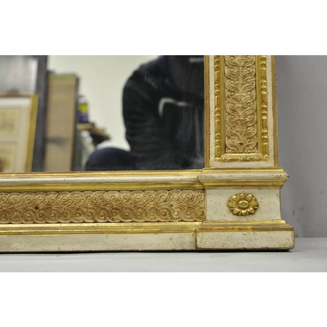 Gold Antique Italian Neoclassical Carved Gold Giltwood Arched Large Wall Mirror For Sale - Image 8 of 11