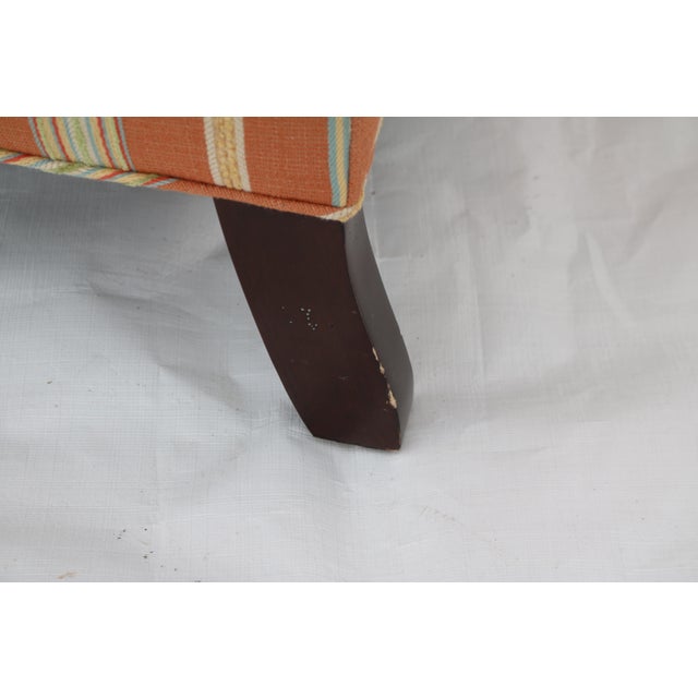 Early 21st Century Jessica Charles Queen Anne Style Striped Wingback Chairs-a Pair For Sale - Image 5 of 9