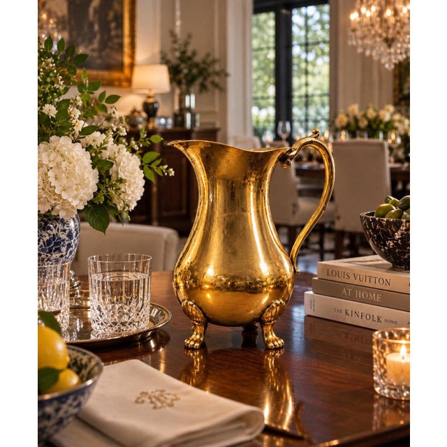 Antique French Brass Footed Pitcher For Sale In New York - Image 6 of 9
