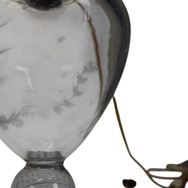 Transparent Late 19th Century Figural Fish Etched Glass & Crystal Base Table Lamp For Sale - Image 8 of 8