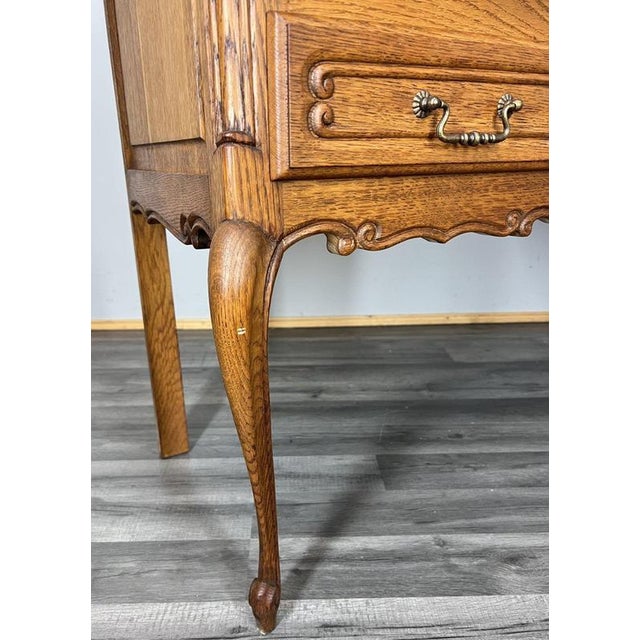 Vintage French Louis Style Oak Dressing Table with Mirror For Sale - Image 5 of 14