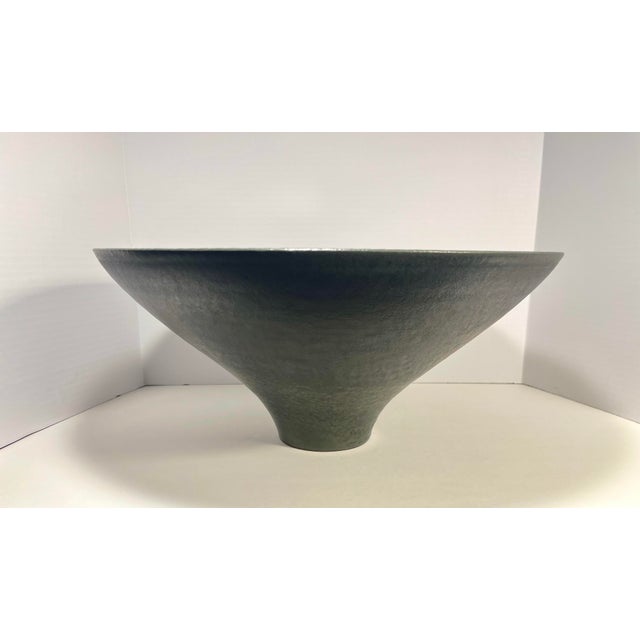 Contemporary Rare Masuo Ojima Vintage Ceramic Vase Japanese-American Signed 7.5”h X 16.5”d For Sale - Image 3 of 10