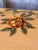 Stunning vintage bamboo sideboard or cabinet featuring lacquered floral decoupage appliqué panels in warm mustard yellow,...