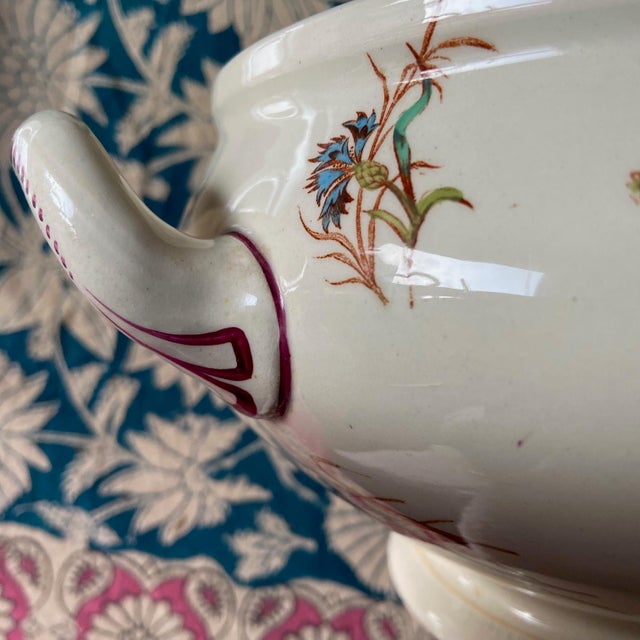 Ceramic Antique French Ironstone Soup Tureen and Plater from Keller & Guerin Luneville, Set of 2 For Sale - Image 7 of 13