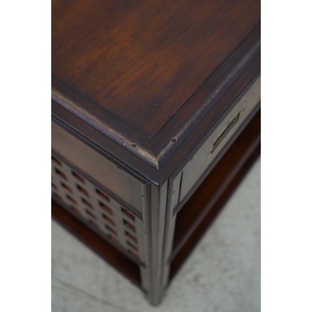 1990s Theodore Alexander Campaign Style 1 Drawer Lamp Table For Sale - Image 5 of 12