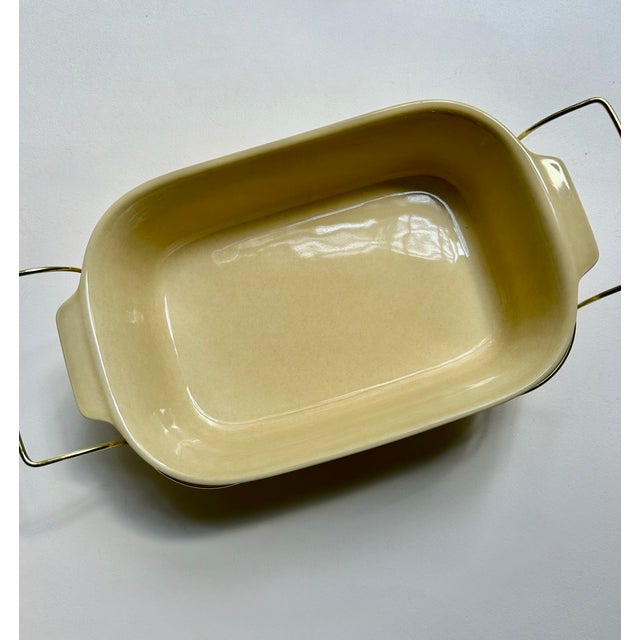 1983 Modern Pfaltzgraff Yellow Ceramic Baker & Brass Holder For Sale In New York - Image 6 of 16